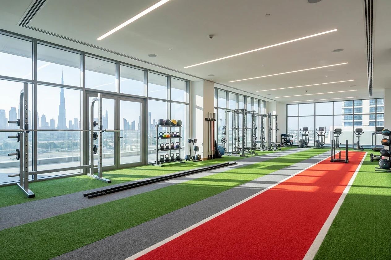 Gym and fitness artificial turf track in Dubai