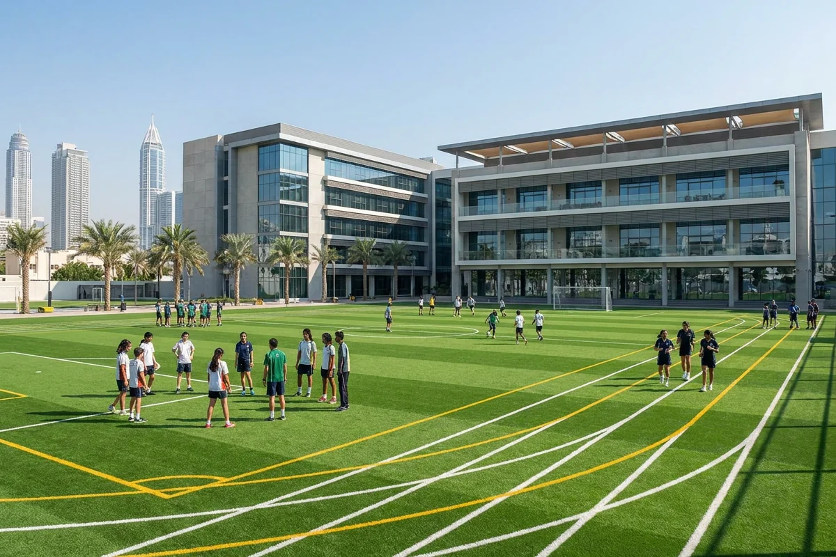 School sports artificial turf field in Dubai